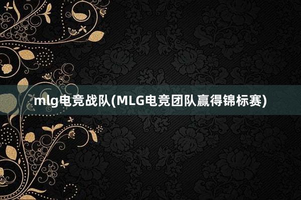 mlg电竞战队(MLG电竞团队赢得锦标赛)