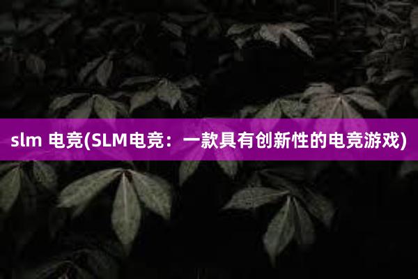 slm 电竞(SLM电竞：一款具有创新性的电竞游戏)