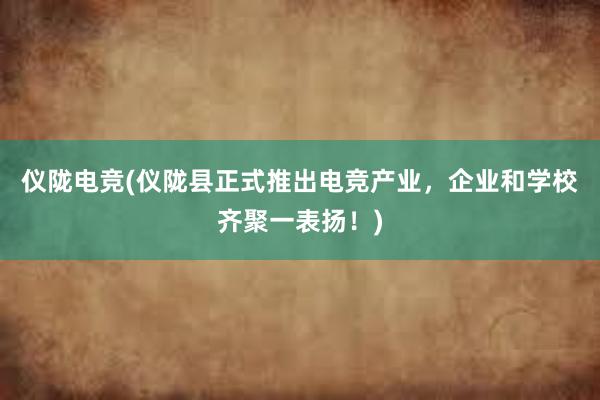 仪陇电竞(仪陇县正式推出电竞产业，企业和学校齐聚一表扬！)