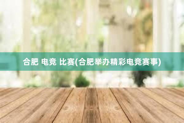 合肥 电竞 比赛(合肥举办精彩电竞赛事)