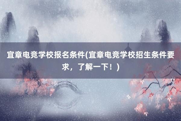 宜章电竞学校报名条件(宜章电竞学校招生条件要求，了解一下！)