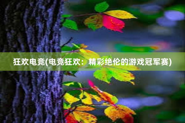 狂欢电竞(电竞狂欢：精彩绝伦的游戏冠军赛)