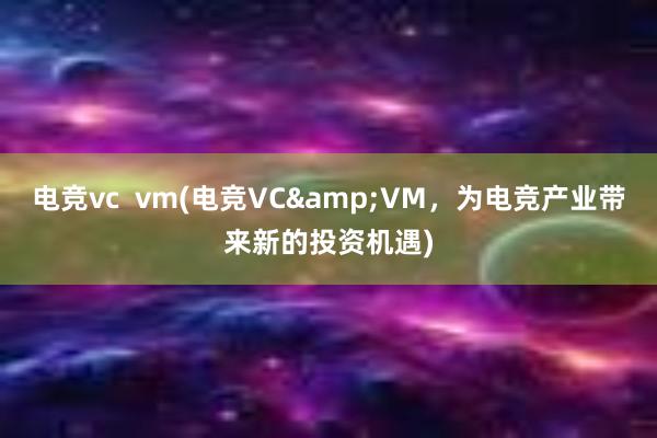 电竞vc  vm(电竞VC&VM，为电竞产业带来新的投资机遇)