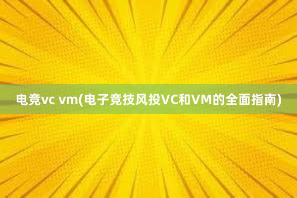 电竞vc vm(电子竞技风投VC和VM的全面指南)