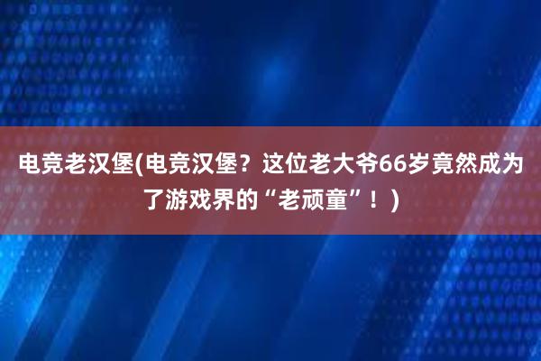 电竞老汉堡(电竞汉堡？这位老大爷66岁竟然成为了游戏界的“老顽童”！)