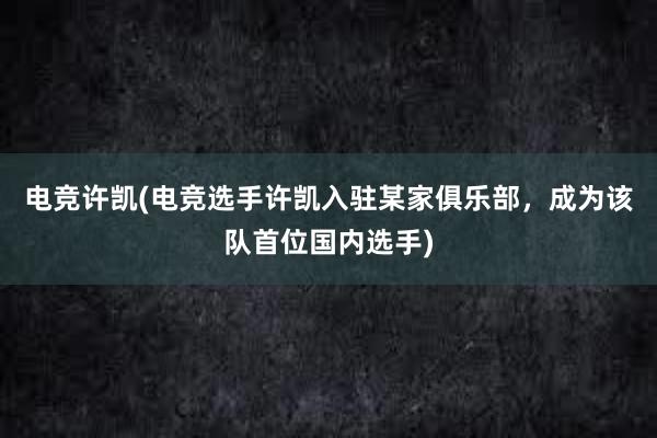 电竞许凯(电竞选手许凯入驻某家俱乐部，成为该队首位国内选手)