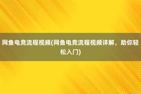 网鱼电竞流程视频(网鱼电竞流程视频详解，助你轻松入门)