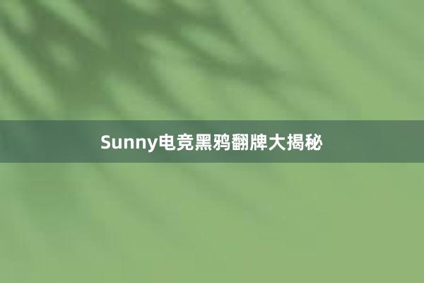 Sunny电竞黑鸦翻牌大揭秘