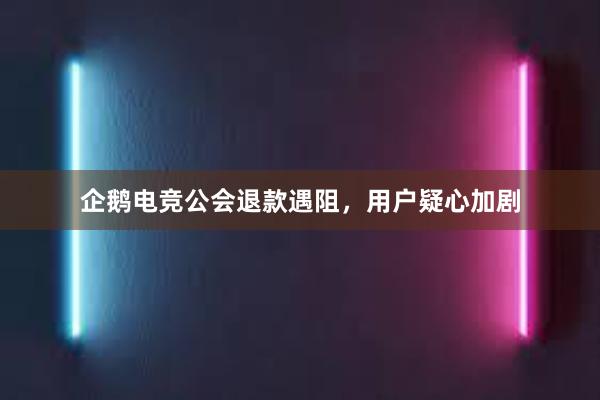 企鹅电竞公会退款遇阻，用户疑心加剧