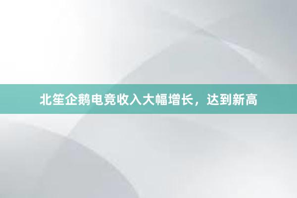 北笙企鹅电竞收入大幅增长，达到新高