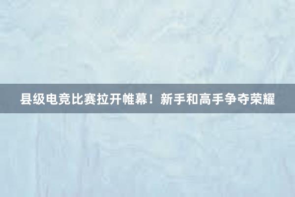 县级电竞比赛拉开帷幕！新手和高手争夺荣耀