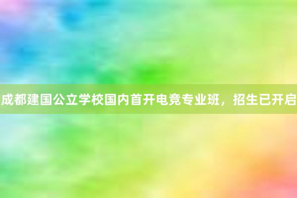 成都建国公立学校国内首开电竞专业班，招生已开启