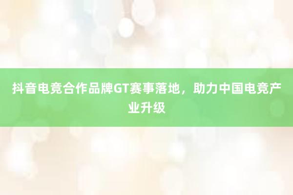 抖音电竞合作品牌GT赛事落地，助力中国电竞产业升级