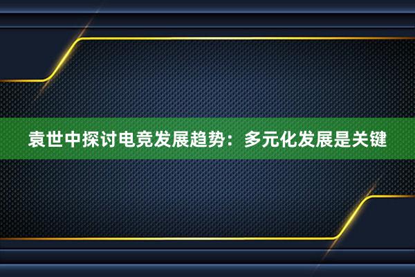 袁世中探讨电竞发展趋势：多元化发展是关键