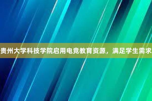 贵州大学科技学院启用电竞教育资源，满足学生需求